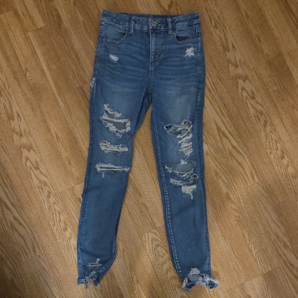 American Eagle Outfitters Ripped Blue Skinny Jeans